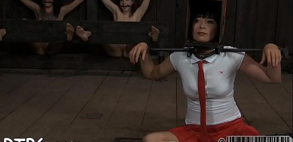  Tied up beauty receives amoral pleasuring for her pussy